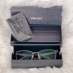Prada Glasses Frames Black Gold Eyeglasses Case Cloth Box PR65RV Retro